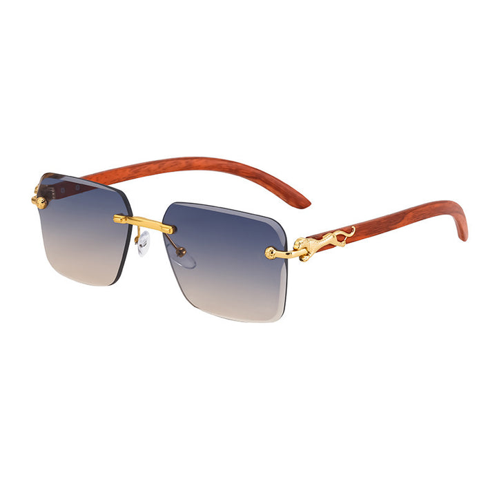 Women’s Fashion Square Sunglasses with Elegant Wooden Arms Bowlift