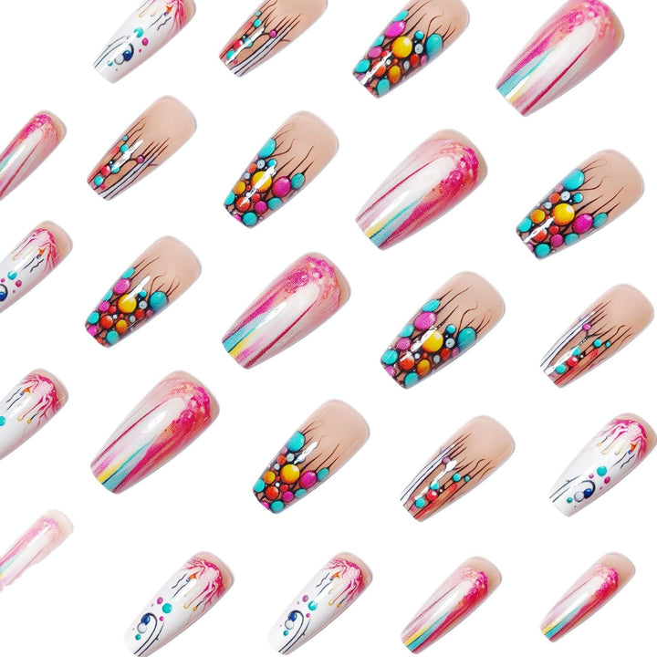 Creative artificial nails with intricate gradient and dot design Bowlift