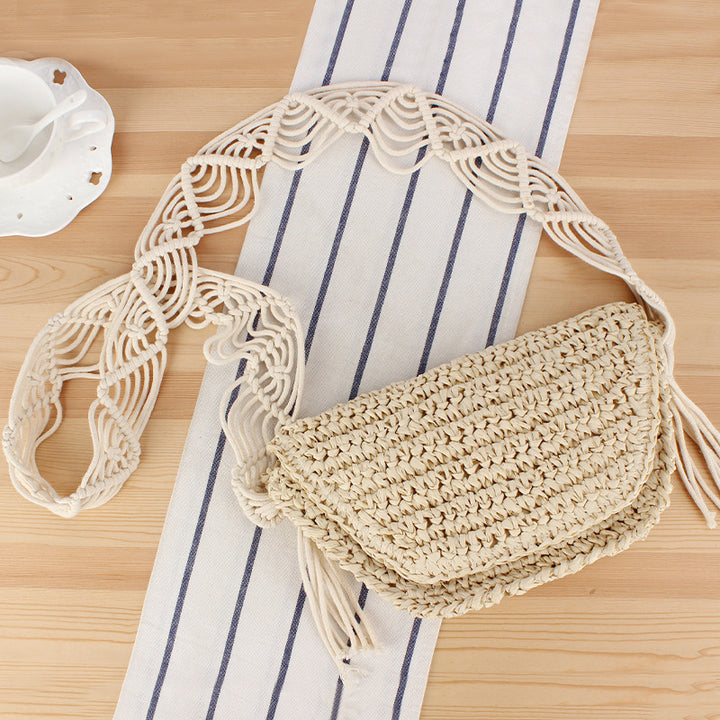 Macramé Shoulder Bag with Elegant Fringe Decoration Bowlift