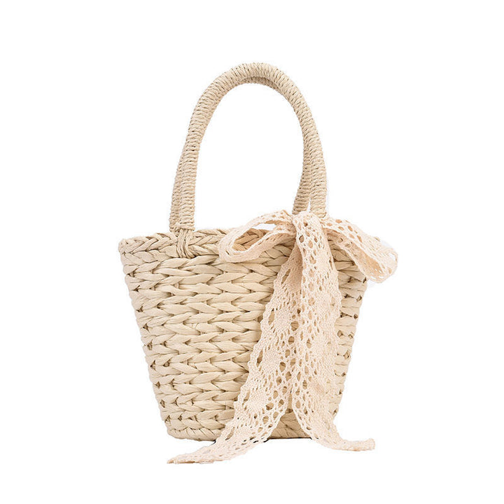 Handmade basket bag with lace accent Bowlift