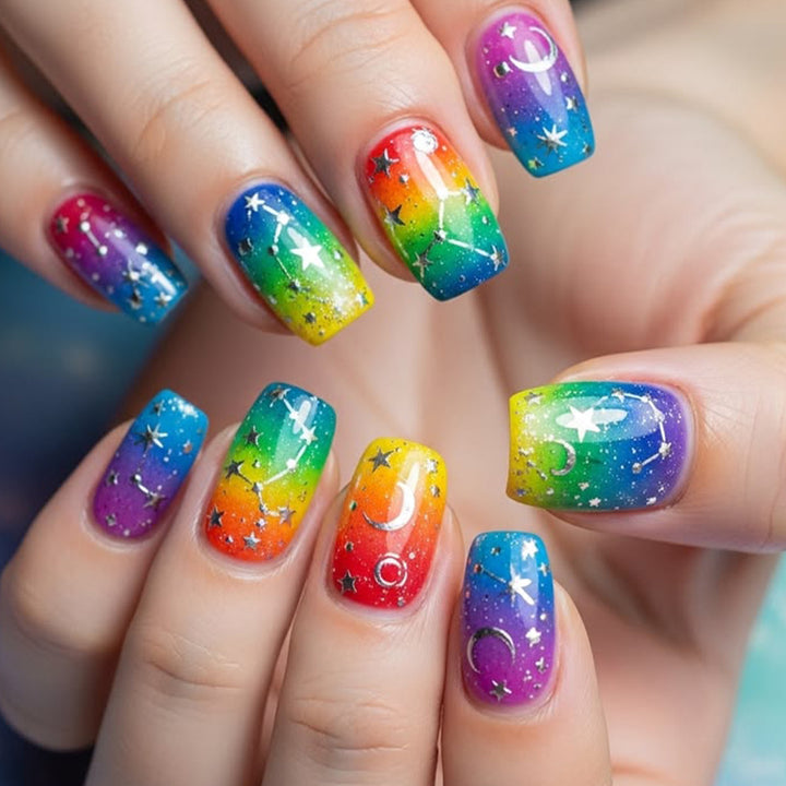 Cosmic Gradient Nail Art Extensions Bowlift
