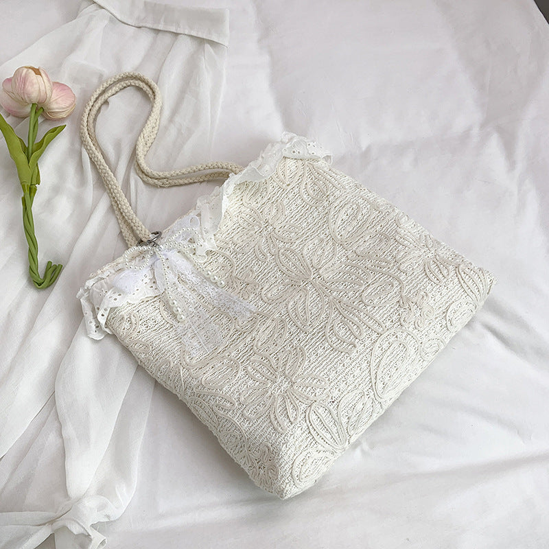 Elegant and Lightweight Handbag with Lace Edge Bowlift