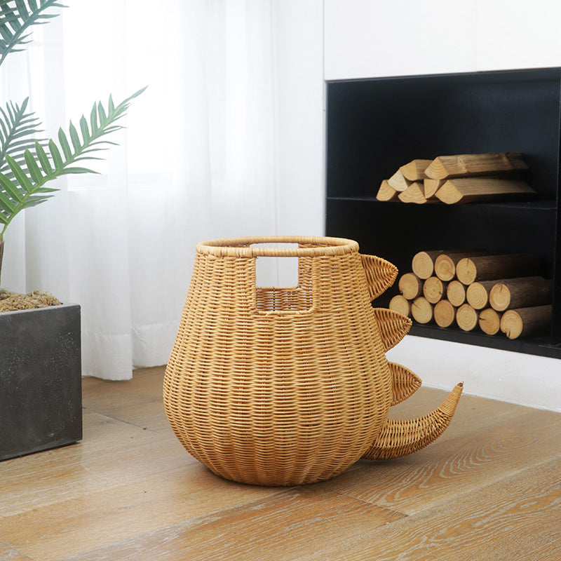 Creative Dinosaur-Shaped Woven Storage Basket Bowlift