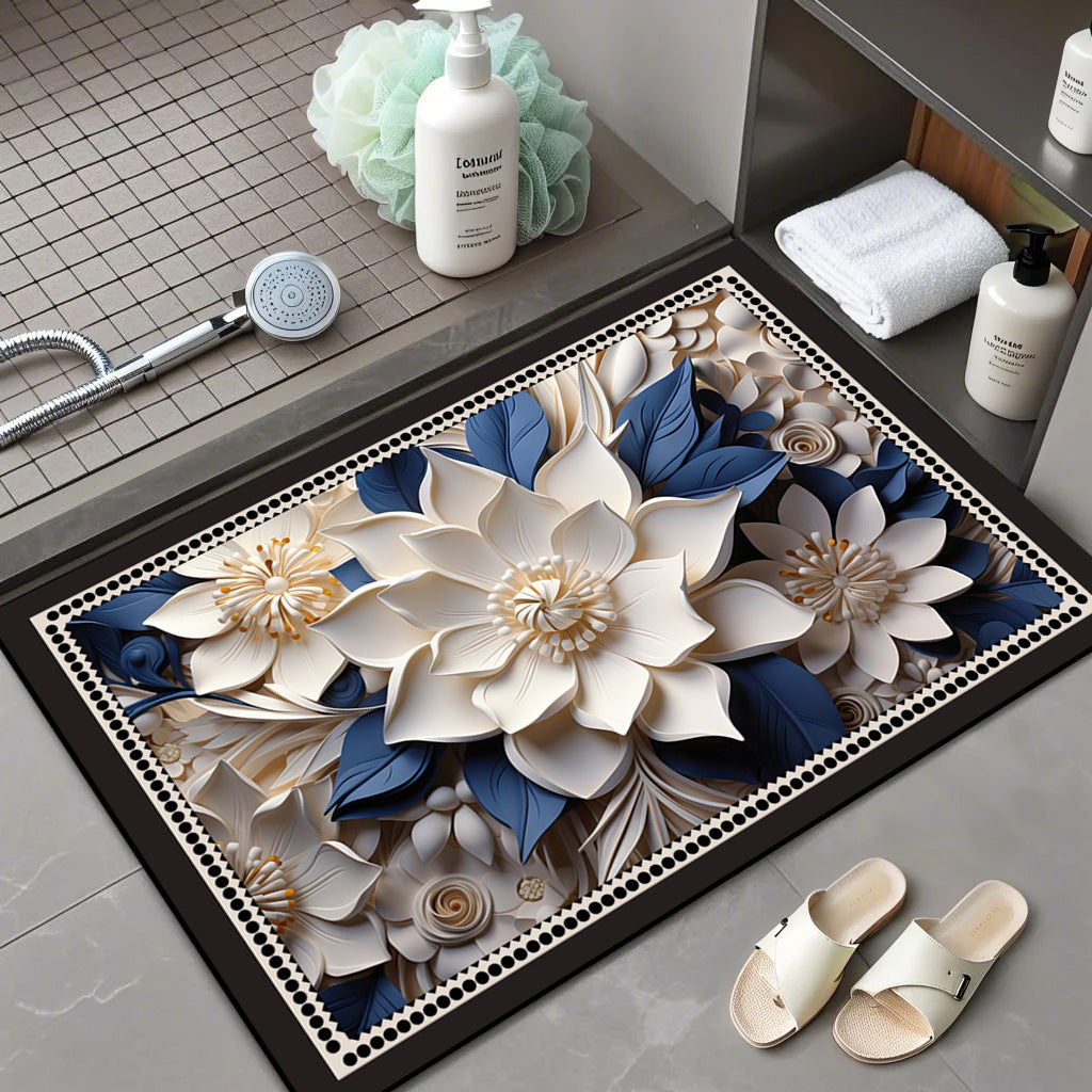 Floral Patterned Comfort Bath Mat Bowlift