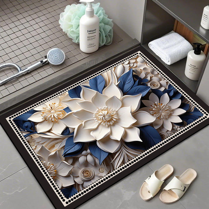 Floral Patterned Comfort Bath Mat Bowlift