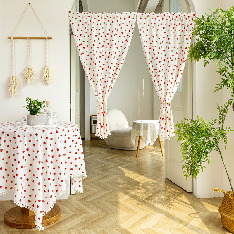 Strawberry Print Decorative Curtain