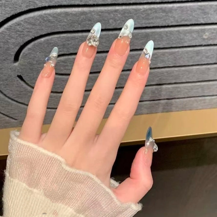 Elegant Press-On Nail Extensions with Crystal Accents Bowlift