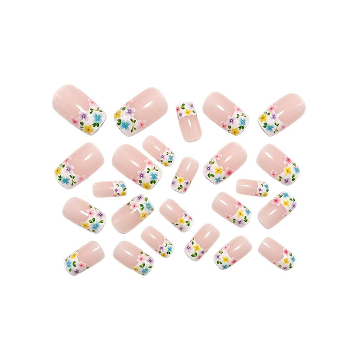 Artificial nails with floral applications Bowlift