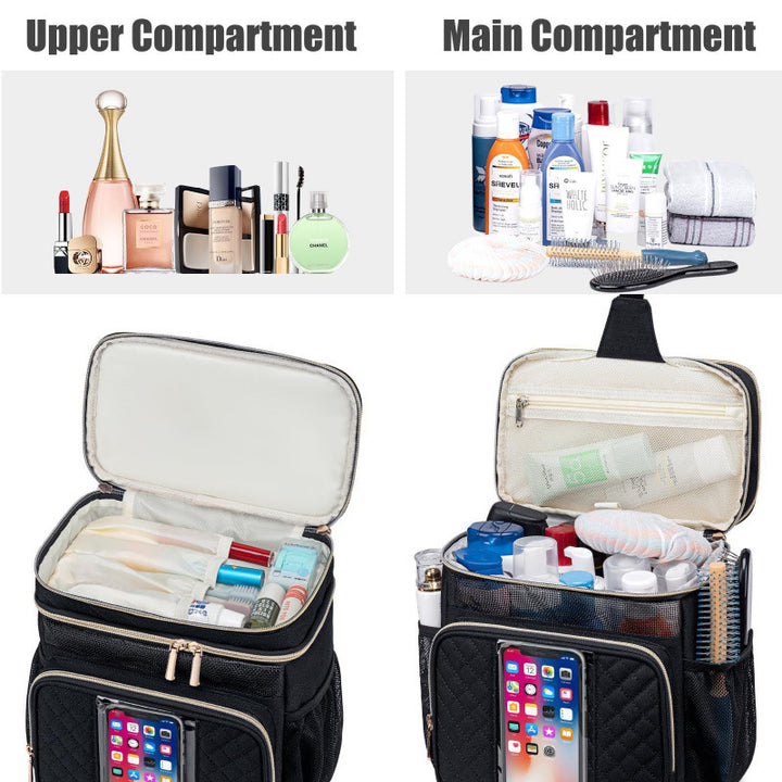 Cosmetic Organizer Bag with Versatile Compartment Layout Bowlift