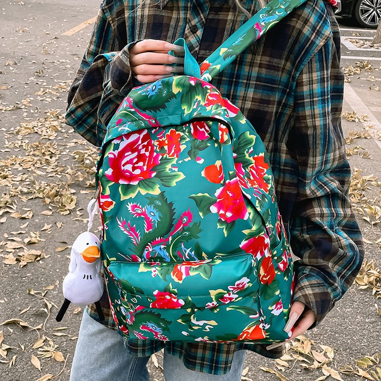 Leisure backpack with colorful floral pattern Bowlift