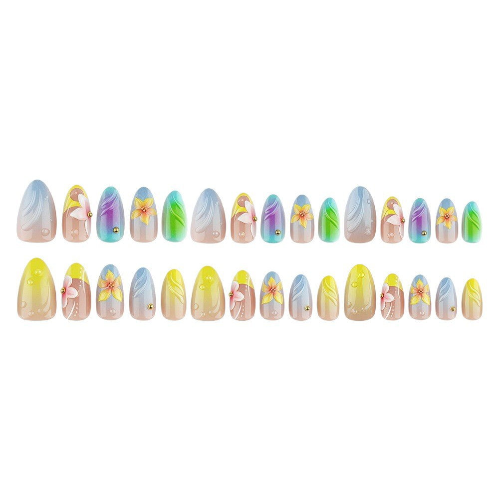 Artificial nails with floral 3D accents Bowlift