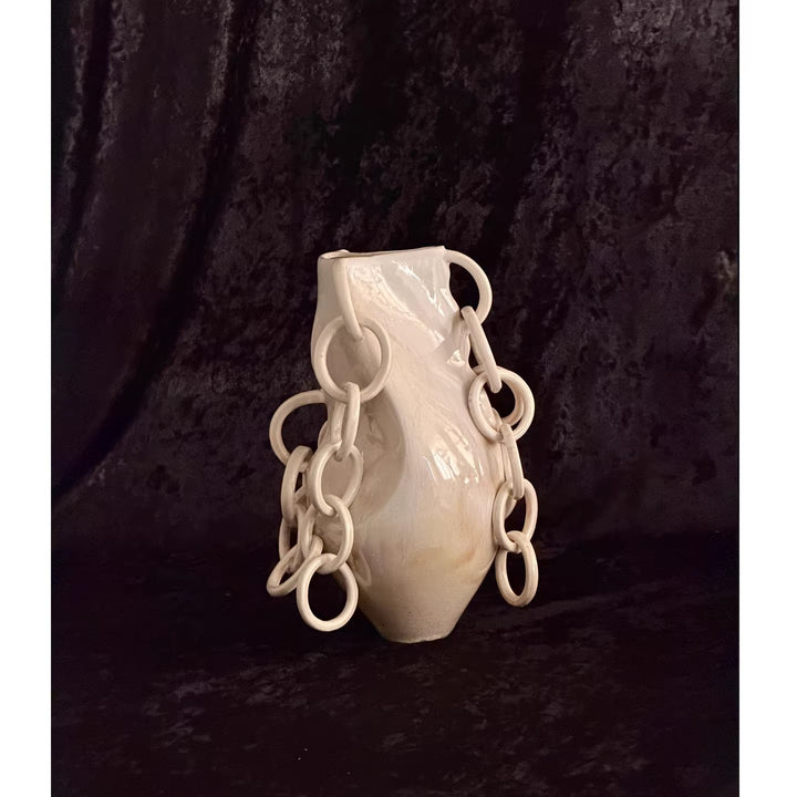 Artistic Chain-Linked Ceramic Vase