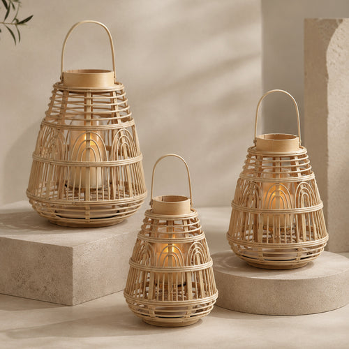 Rustic Rattan Lantern Bowlift