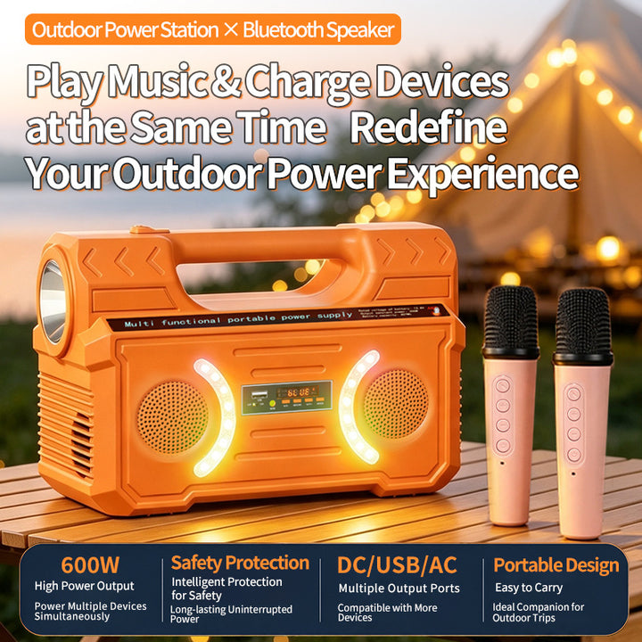 Portable Lithium LiFePO4 Power Station with Car Jump-Start, LED Spotlight and Bluetooth Speaker Bowlift