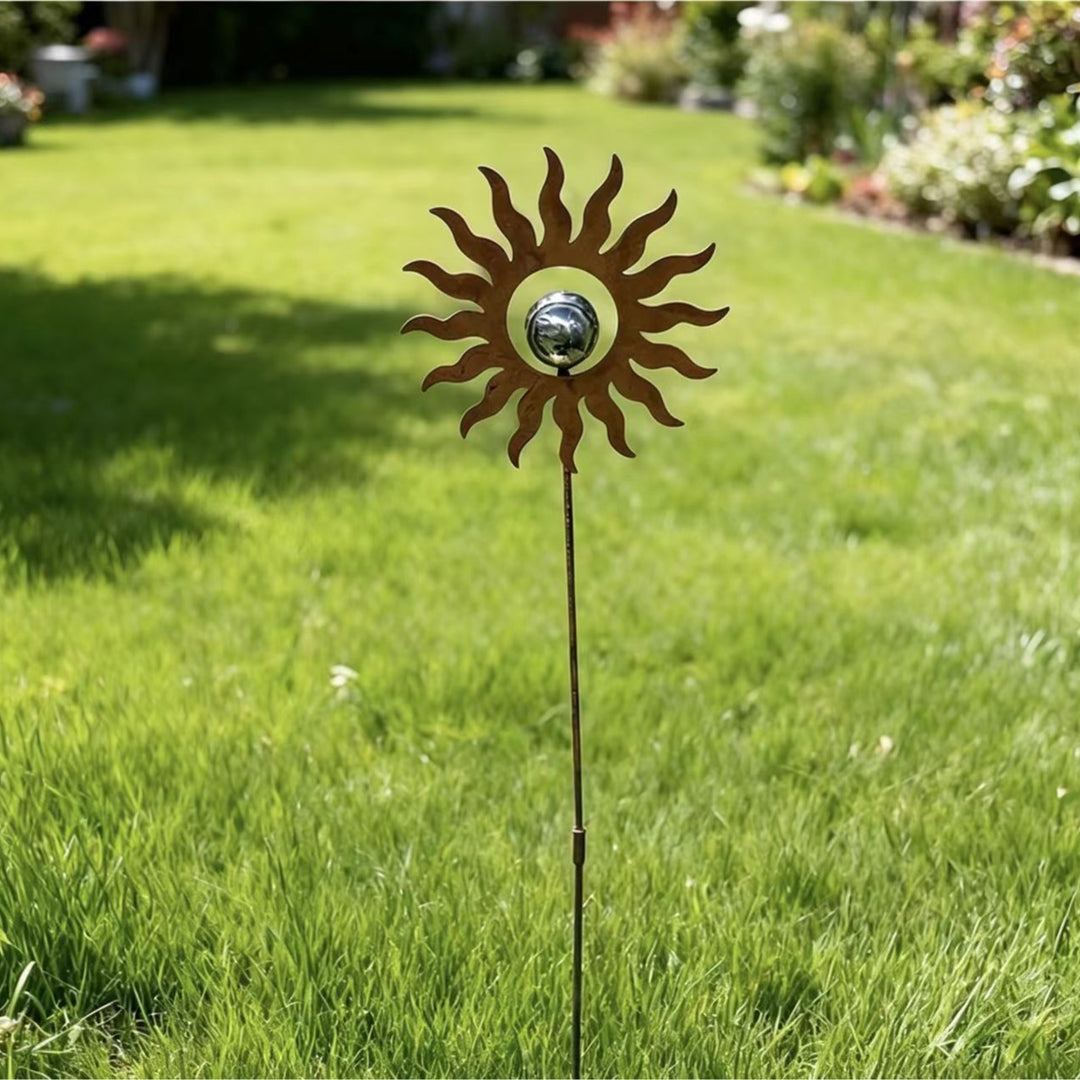 Sun Garden Stake with Reflective Gazing Orb Bowlift