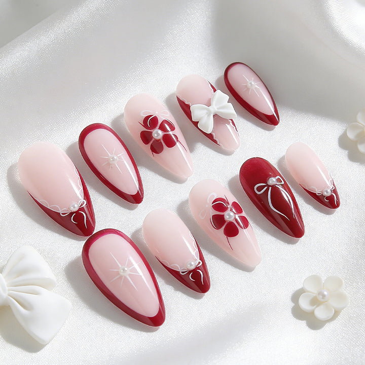 Artistic 3D Floral Press-On Nails Bowlift