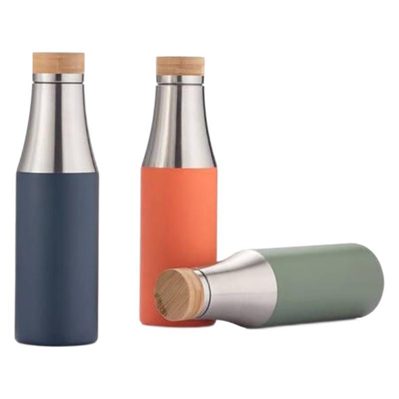 Women double-walled stainless steel drinking bottle with bamboo lid Bowlift