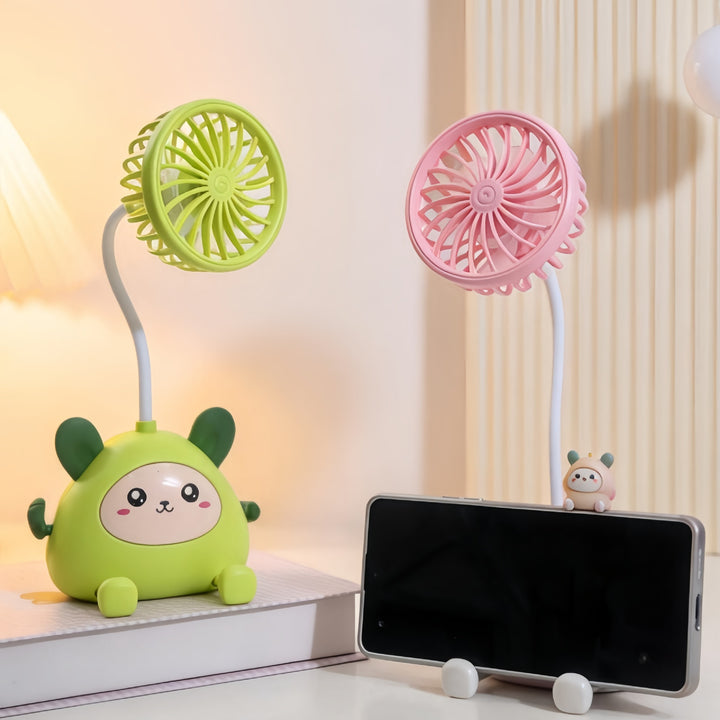 Ladies desk lamp with integrated mini fan Bowlift