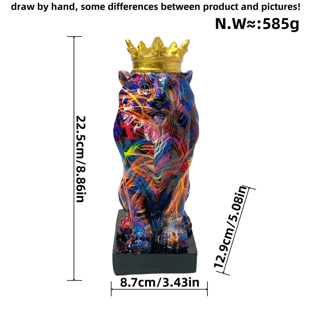 Colorful Lion Sculpture with Crown Bowlift