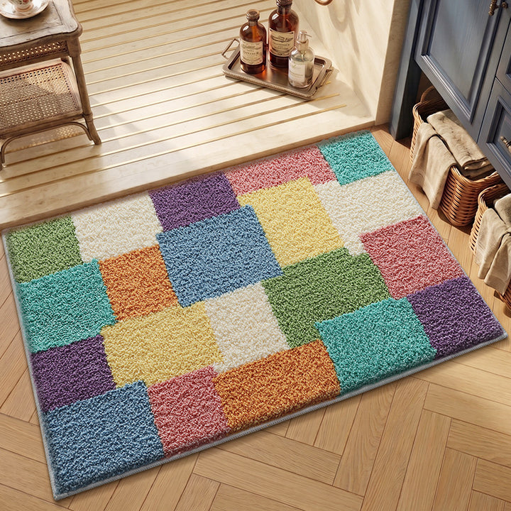 Textured Geometric Bath Rug Bowlift