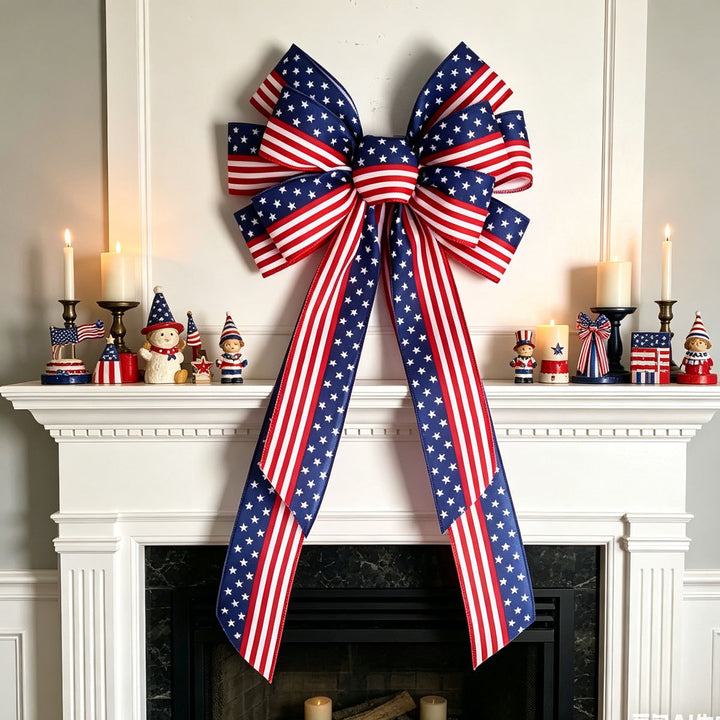 Unisex decorative bow made of ribbon with long ribbons for door and wall Bowlift