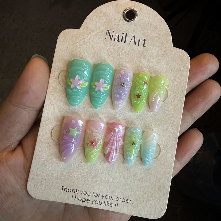 Artistic Nature-Inspired Press-On Nail Set Bowlift