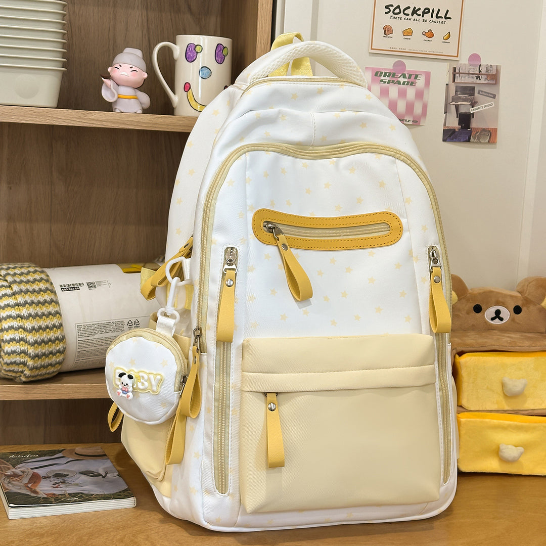 Backpack with Charming Star Applications and Practical Compartments Bowlift