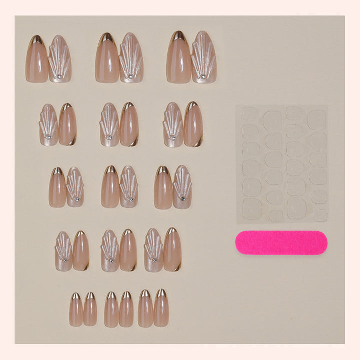 Elegant Press-On Nail Set with Decorative Metallic Tips Bowlift