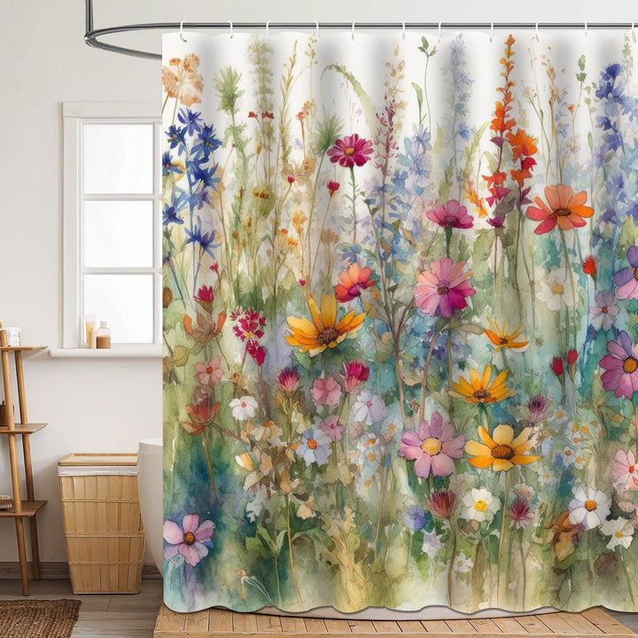 Floral Patterned Bathroom Shower Curtain Bowlift