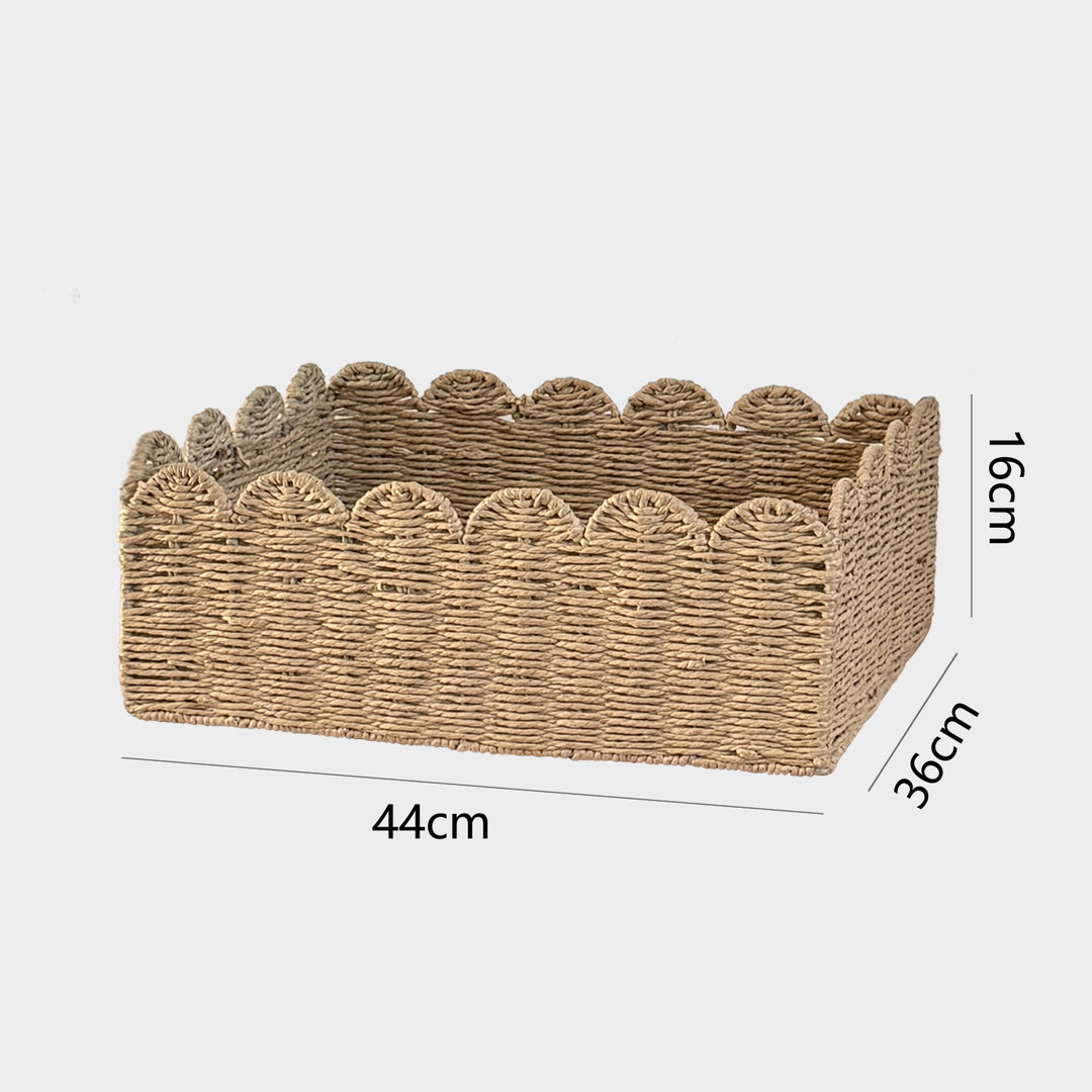 Handcrafted storage basket with playful wave edge Bowlift
