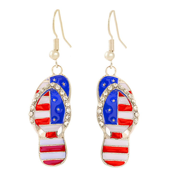 Women's nan patriotic horseshoe enamel dangle earrings with star-accented design and fishhook findings Bowlift