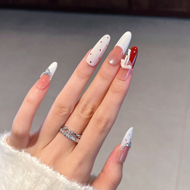 Artistic Gem-Accented Press-On Nail Extensions Bowlift