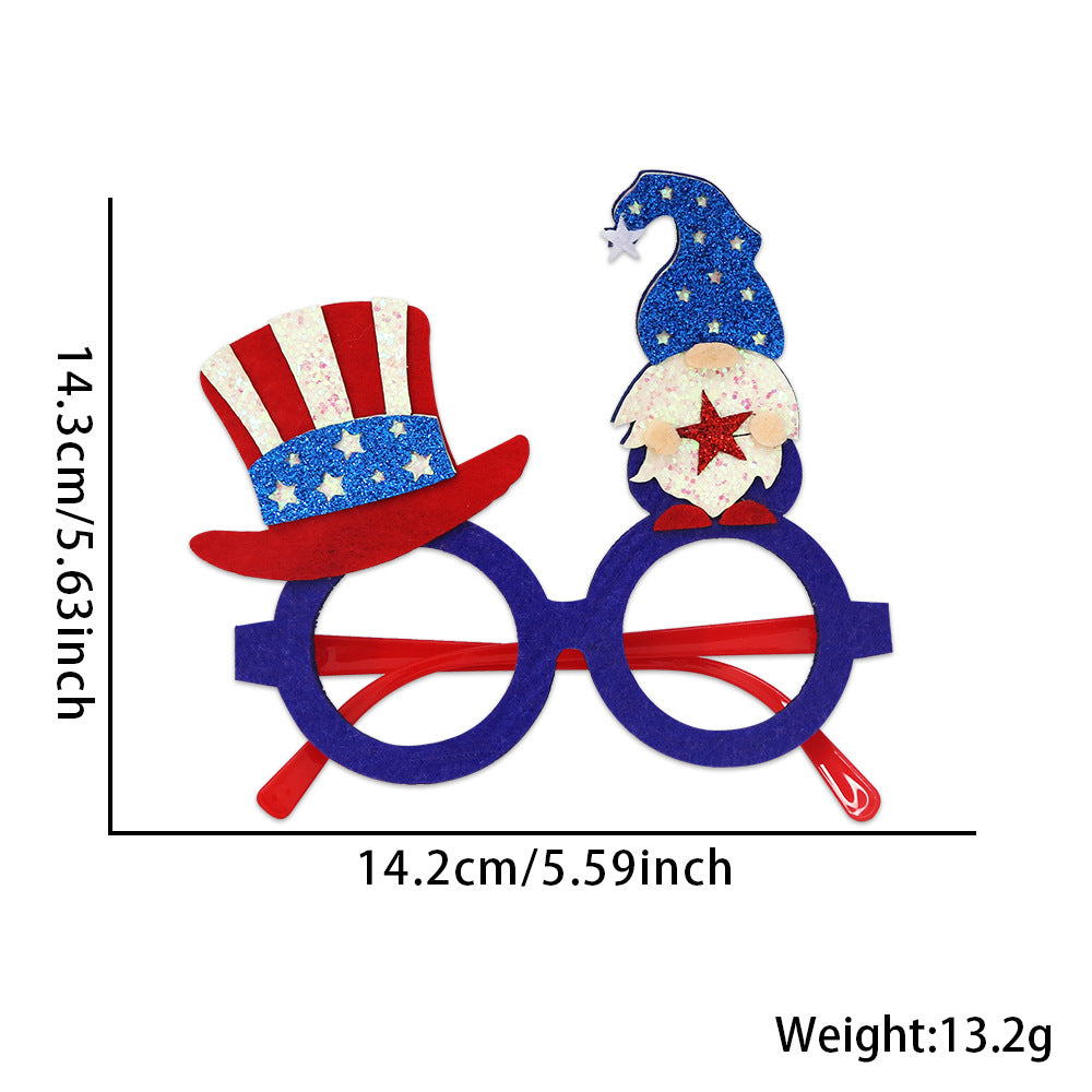 Unisex nan party glasses with USA glitter attachment and round frame Bowlift