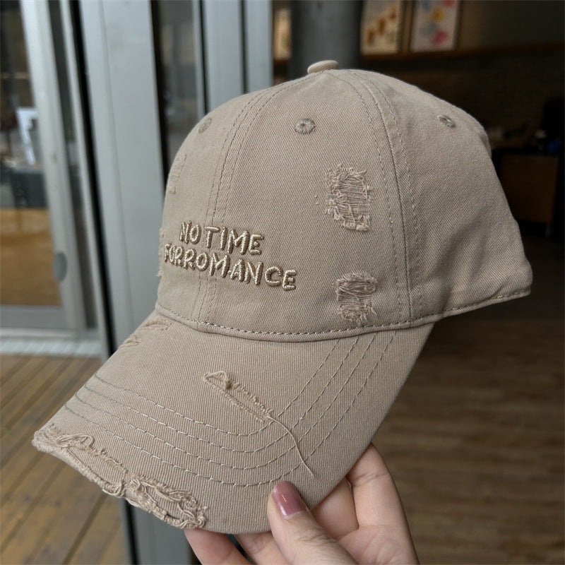 Women's Distressed Cotton Baseball Cap Bowlift