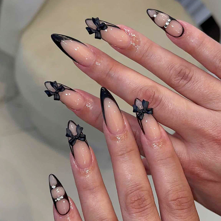 Ombre Press-On Nail Set with Decorative Elements Bowlift