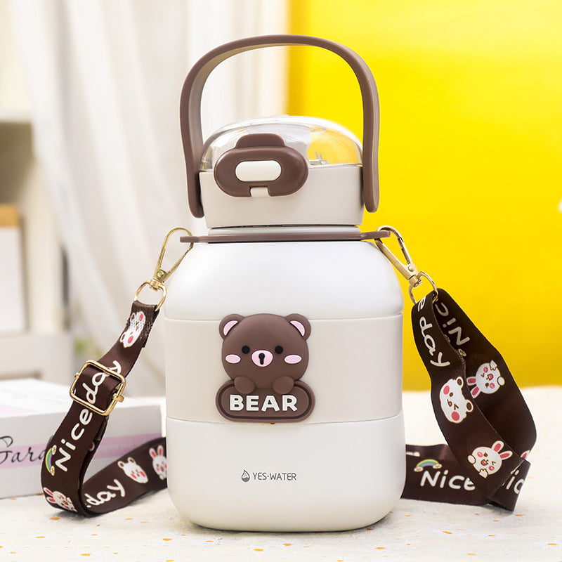 Women Insulated Drinking Bottle with Cute Bear Motif Bowlift