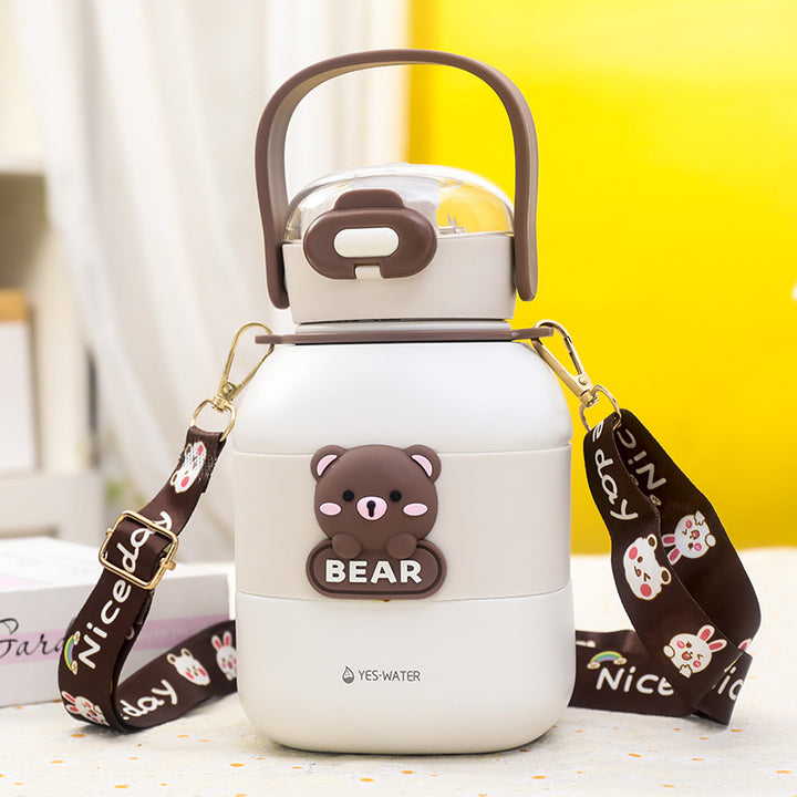 Women Insulated Drinking Bottle with Cute Bear Motif Bowlift