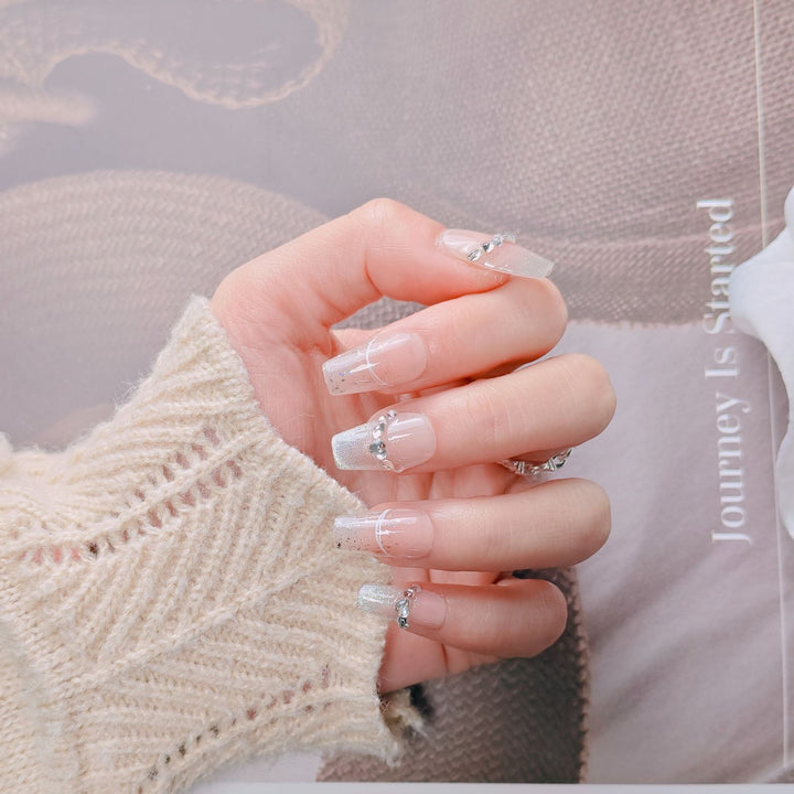 Elegant French Tip Press-On Nails Bowlift