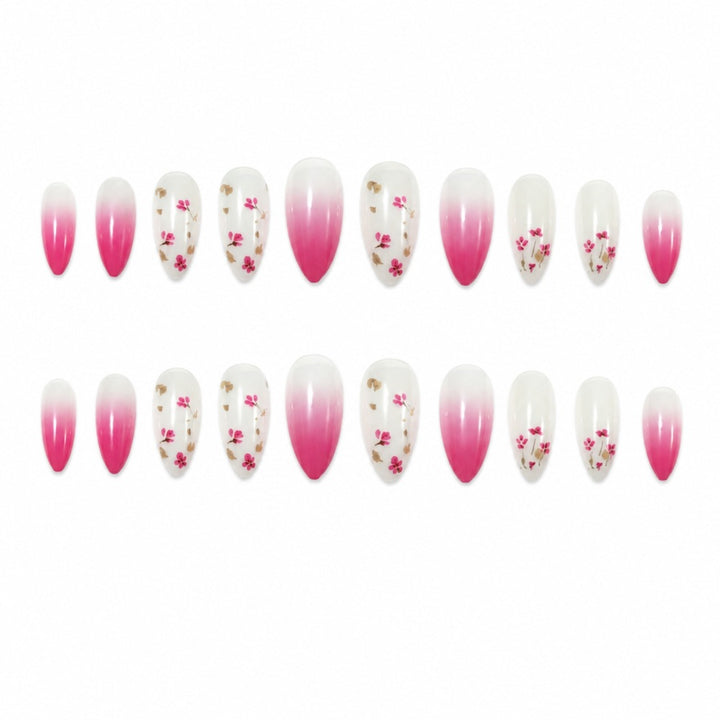 Artificial nails with delicate flower and ombre effect Bowlift