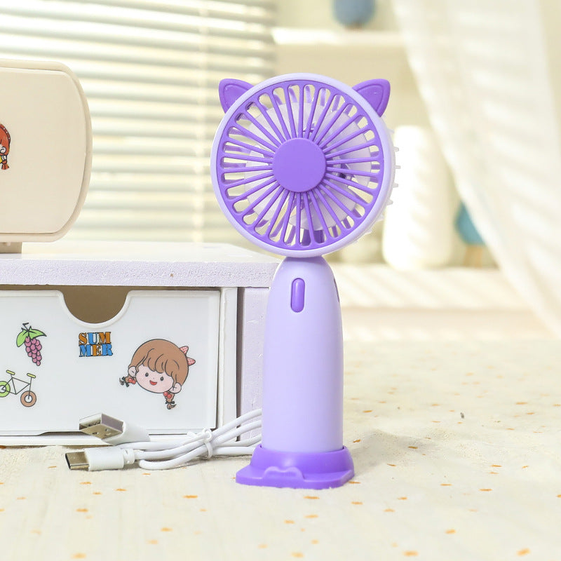 Women's Portable Mini Fan with Cute Cat Design Bowlift