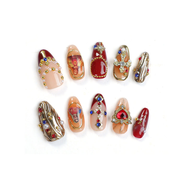 Elegant Artificial Nails with Decoration Bowlift