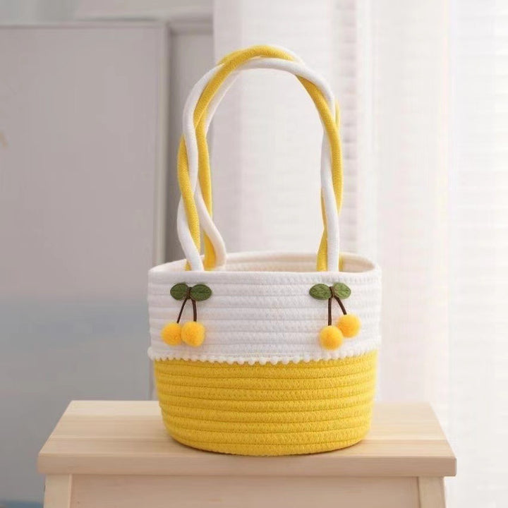 Ladies Playful Storage Basket with Pom-Pom Decoration Bowlift