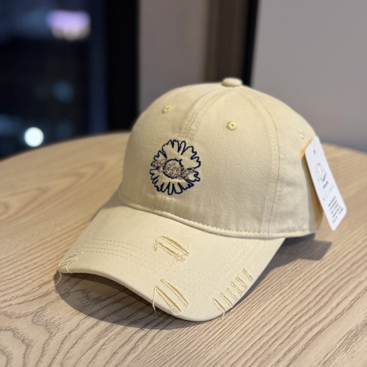 Unisex Embroidered Flower Design Baseball Cap Bowlift