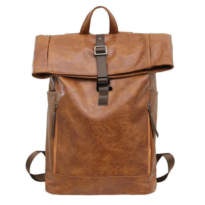 Vintage Leather Roll-Top Backpack Bowlift