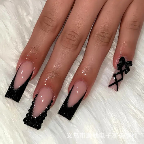 Stiletto Nail Art Extensions with Decorative Accents Bowlift
