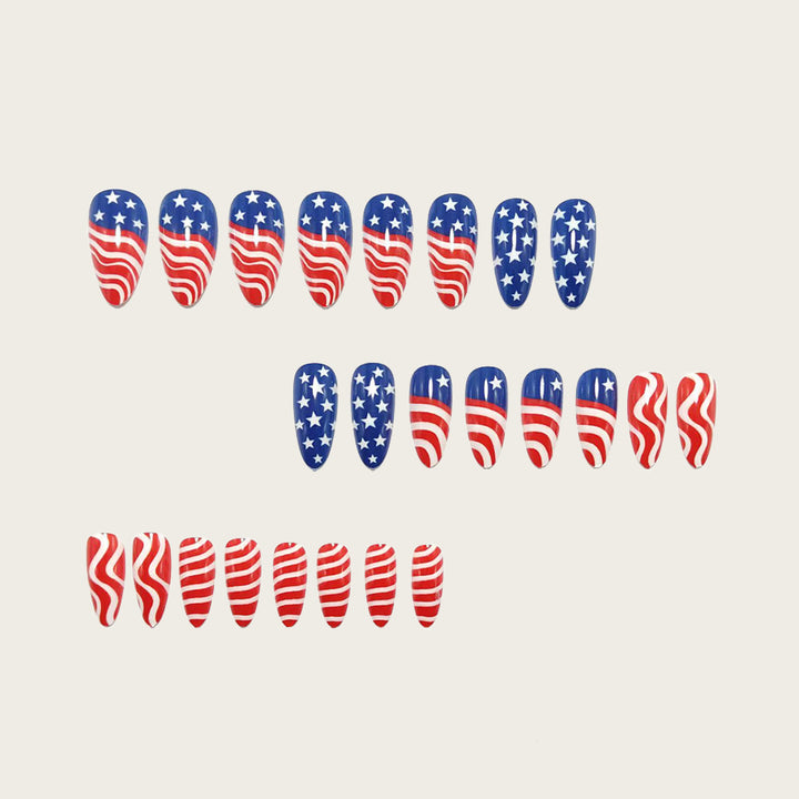 Artificial Nails in Patriotic Waves and Stars Design Bowlift