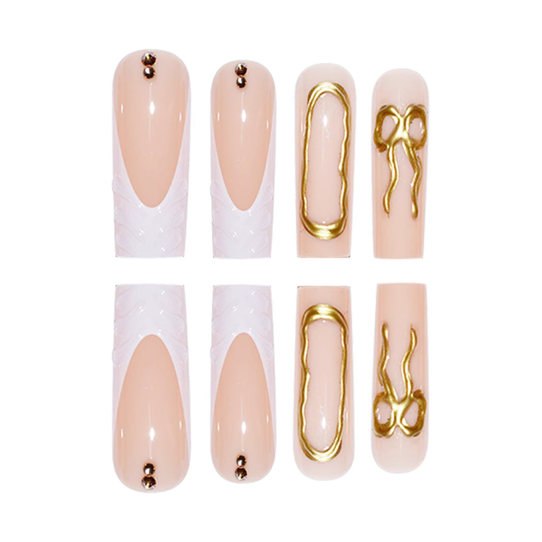 Elegant Bow-Embellished Press-On Nails Bowlift