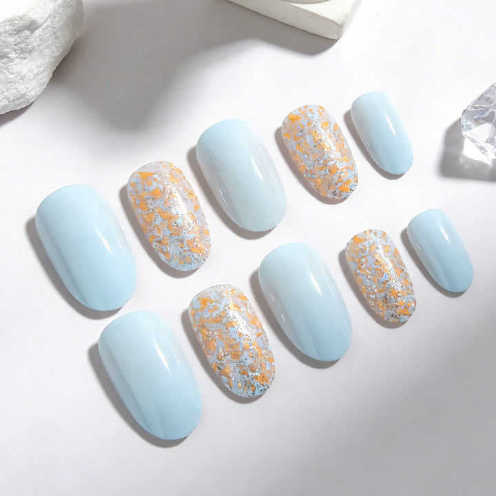 Elegant Press-On Nail Art Set with Glitter Accents Bowlift