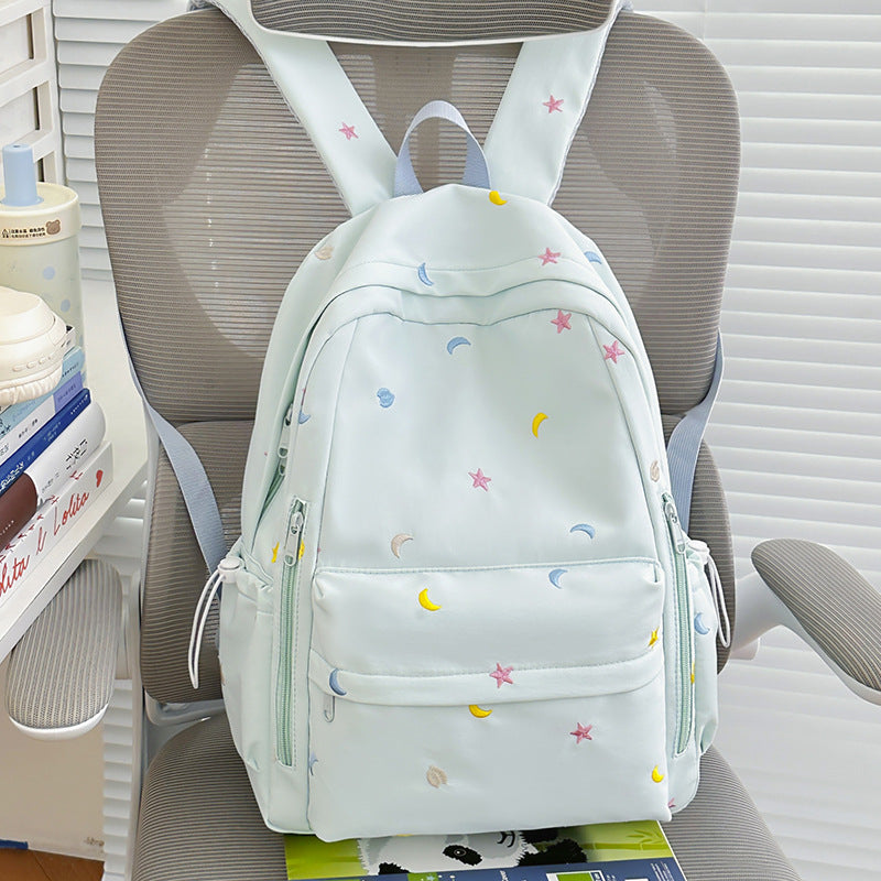 Embroidered Star and Moon Pattern Backpack
