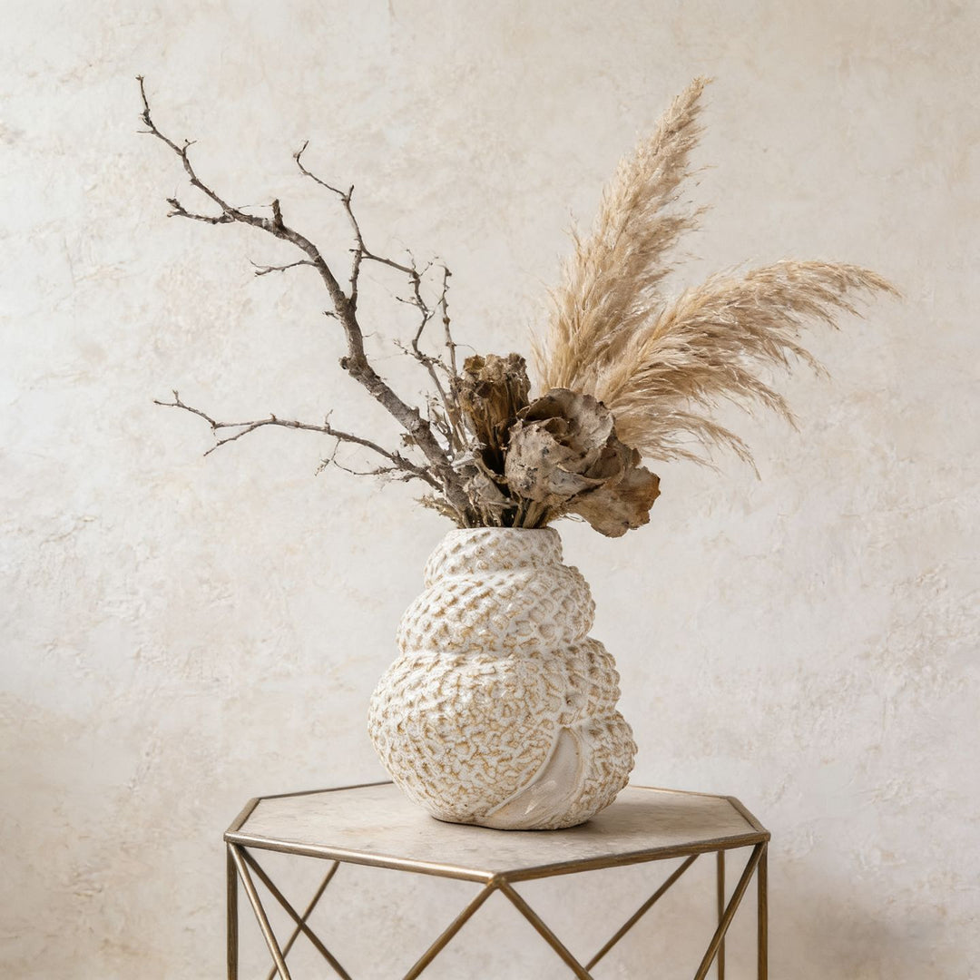 Handmade Layered Ceramic Shell Vase & Mini Planter